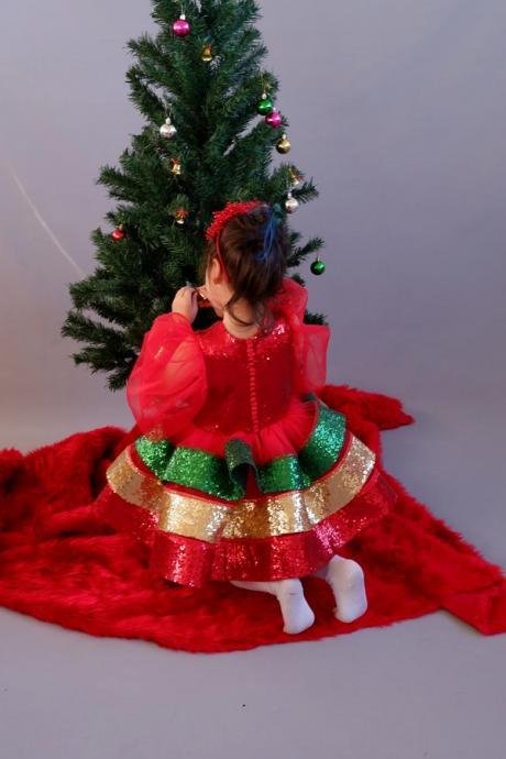 Christmas Dress Toddler Girl, Christmas Costume for Kids, Christmas Outfit Toddler Girl, Christmas Party Dress for Girls, Christmas Gowns