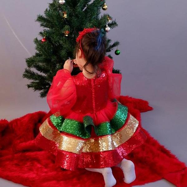 Christmas Dress Toddler Girl, Christmas Costume for Kids, Christmas Outfit Toddler Girl, Christmas Party Dress for Girls, Christmas Gowns